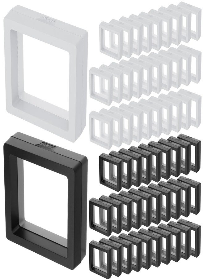 Limbeuuu 60 Pcs 3D Floating Display Case 2.8 x 2.8 x 0.8 Inch Coin Frame Display Holder Stands for Antique Challenge Coins, Jewelry, Shells, Gems, Minerals, Rocks, Specimen, Pins(Black,White) - Image 1