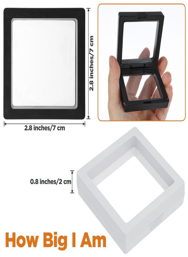 Limbeuuu 60 Pcs 3D Floating Display Case 2.8 x 2.8 x 0.8 Inch Coin Frame Display Holder Stands for Antique Challenge Coins, Jewelry, Shells, Gems, Minerals, Rocks, Specimen, Pins(Black,White) - Image 2