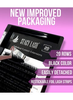 Stacy Lash Eyelash Extensions D Curl By Stacy Lashblack Individual Mink Lashes Supplies (0.07Mm;12Mm)  - Image 2