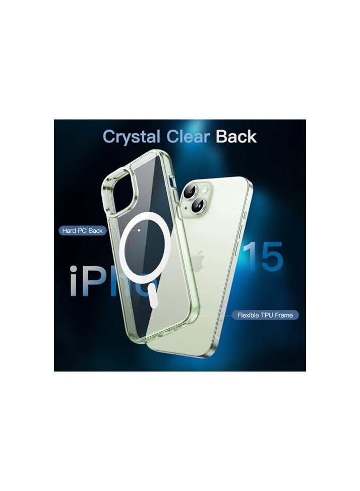 JETech 3 in 1 Magnetic Case for iPhone 15 6.1-Inch with 2 Pack Tempered Glass Screen Protectors, Compatible with MagSafe, Shockproof Bumper Phone Cover (Green) - Image 4