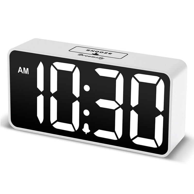 DreamSky Small Digital Alarm Clock for Bedroom, Large Big Numbers Display with Brightness Dimmer, Electric Bedside Desk Clock with USB Charging Port, Adjustable Alarm Volume, USB-C Adapter Powered - Image 1