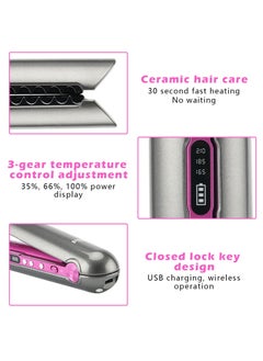KASTWAVE مكواة فرد وتجعيد الشعر اللاسلكية 2 في 1، مكواة فرد شعر قابلة لإعادة الشحن عبر USB للسفر، مصفف شعر سيراميك لاسلكي محمول مع حامل تسخين سريع 3 مستويات درجات حرارة قابلة للتعديل، بطارية 4800 مللي أمبير  - Image 4