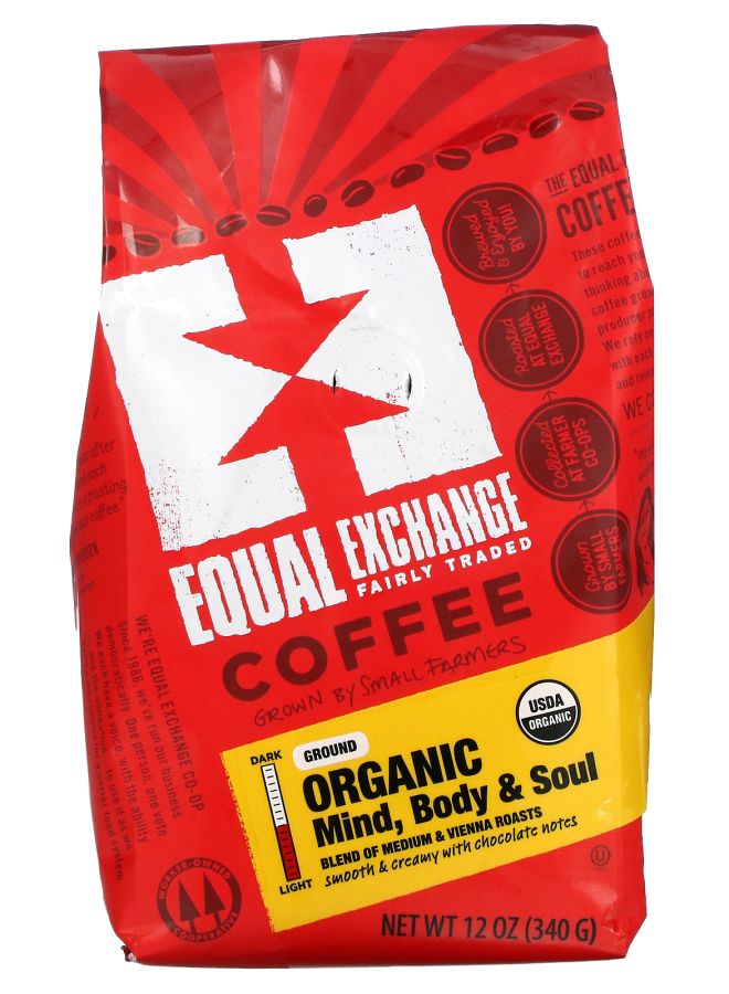 Equal Exchange Organic Coffee Mind Body & Soul Ground Medium & Vienna Roasts 12 oz (340 g)