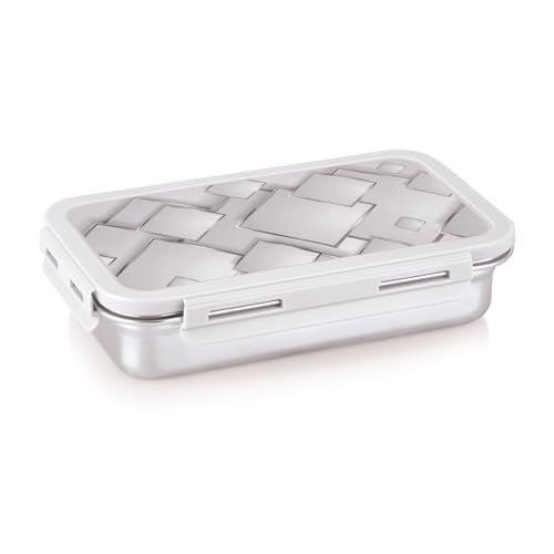 Attro Brunch Stainless Steel Lunch Box with 1 Small Container Airtight Leak-Proof Food Grade - Grey 560ml+170ml - Image 1