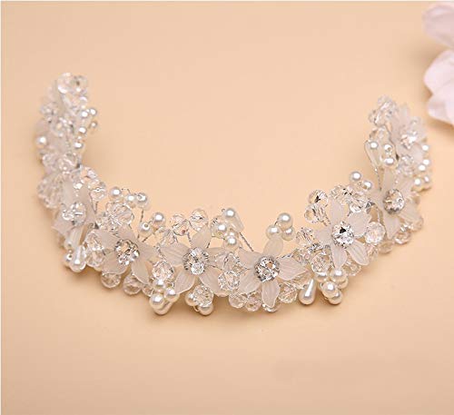 Zebrum Headdress Beading Hair Accessories Rhinestone Pearls crystal Headpiece Hair Jewelry for Bridal Party Ceremony Wedding,Communion Veil (Bead 1) - Image 3