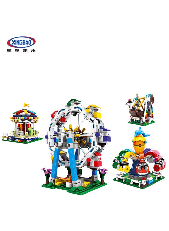 Star Castle Xb-01106-9 Ferris Wheel Carousel Octopus Pirate Ship Playground Series Piercing Building Blocks - Image 2