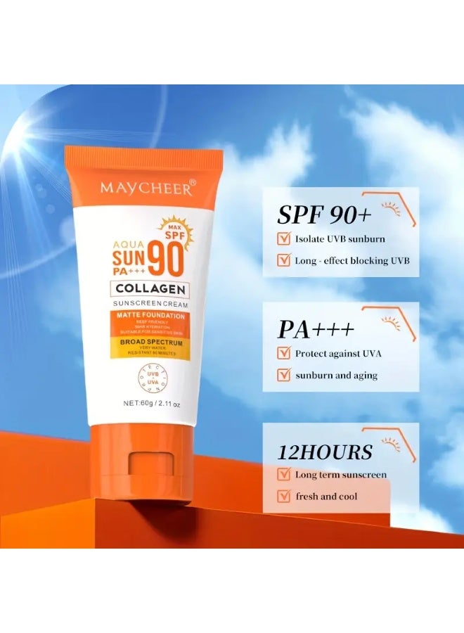 MAYCHEER 60g Facial Sunscreen 90+ PA+++ for All Light Beige Types, Lightweight Formula, Non-Clogging, Absorbs Quickly - Image 5