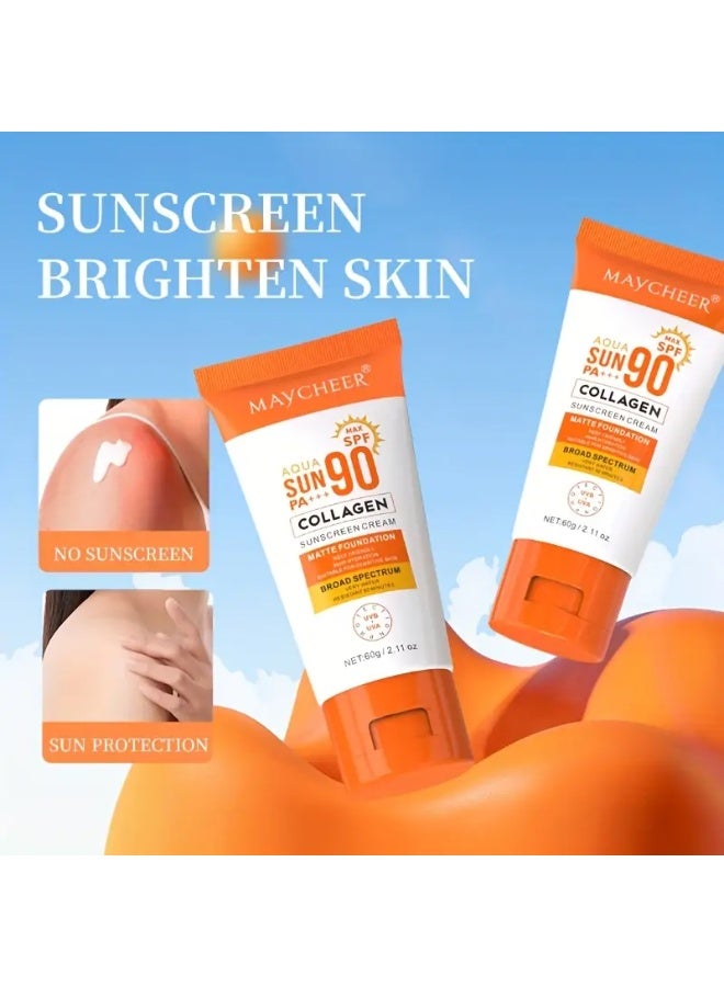 MAYCHEER 60g Facial Sunscreen 90+ PA+++ for All Light Beige Types, Lightweight Formula, Non-Clogging, Absorbs Quickly - Image 3