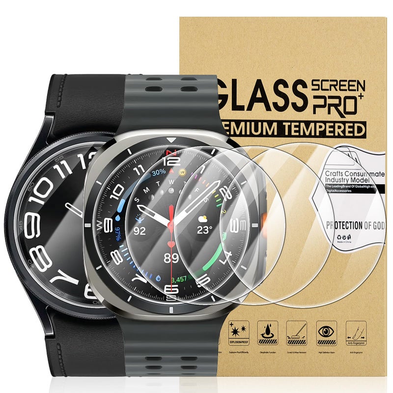 Diruite Samsung Galaxy Watch Ultra 47mm / 6 Classic 4-Pack Scratch-Resistant HD Tempered Glass Screen Protector - Image 2