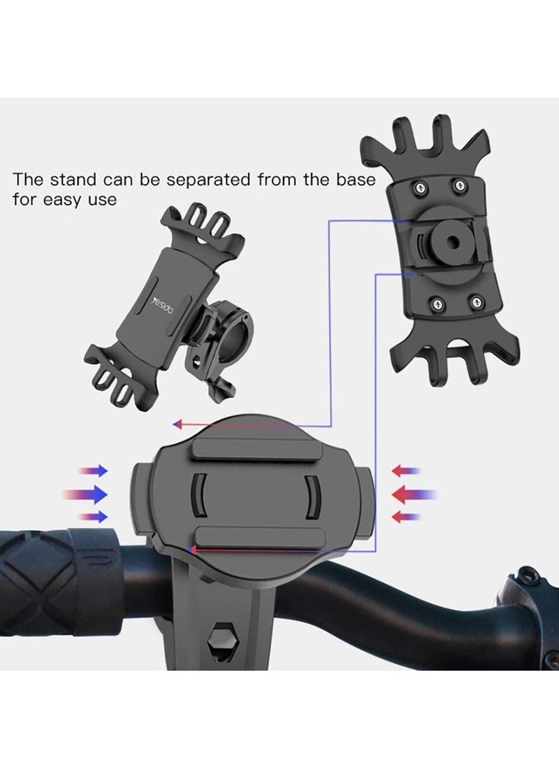 Yesido C66 Bike Bicycle Motorcycle Mobile Phone Holder Mount Universal 360 Degree Adjustable Rotation Compatible With Iphone 12 Mini/12/12 Pro, Samsung Galaxy S21/20 Or Note, Huawei And More - Image 2