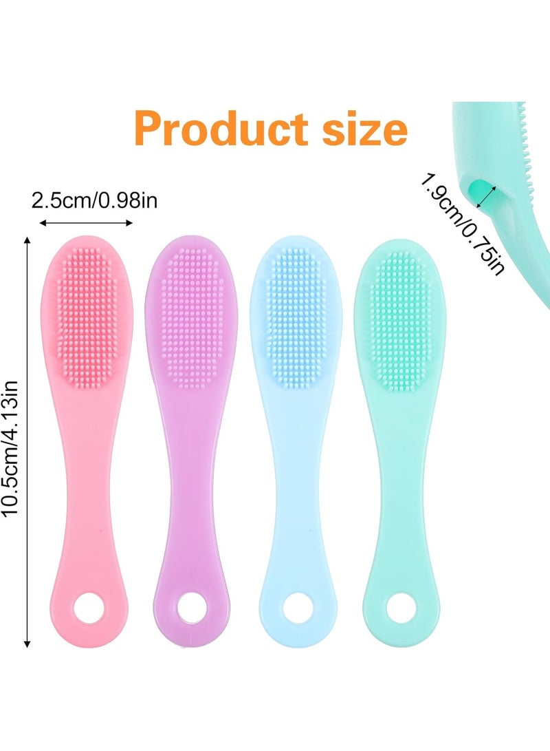 8 قطع من فرش تنظيف الوجه المصنوعة من السيليكون، فرش ناعمة لتنظيف مسام الوجه، فرش تنظيف أنف يدوية لطيفة، للبشرة الحساسة، إزالة الرؤوس السوداء، التقشير، التدليك، التنظيف، 4 ألوان - Image 2