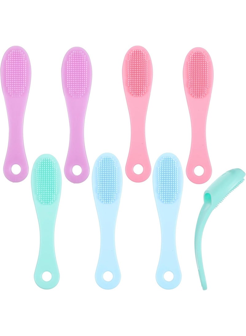 8 قطع من فرش تنظيف الوجه المصنوعة من السيليكون، فرش ناعمة لتنظيف مسام الوجه، فرش تنظيف أنف يدوية لطيفة، للبشرة الحساسة، إزالة الرؤوس السوداء، التقشير، التدليك، التنظيف، 4 ألوان - Image 1