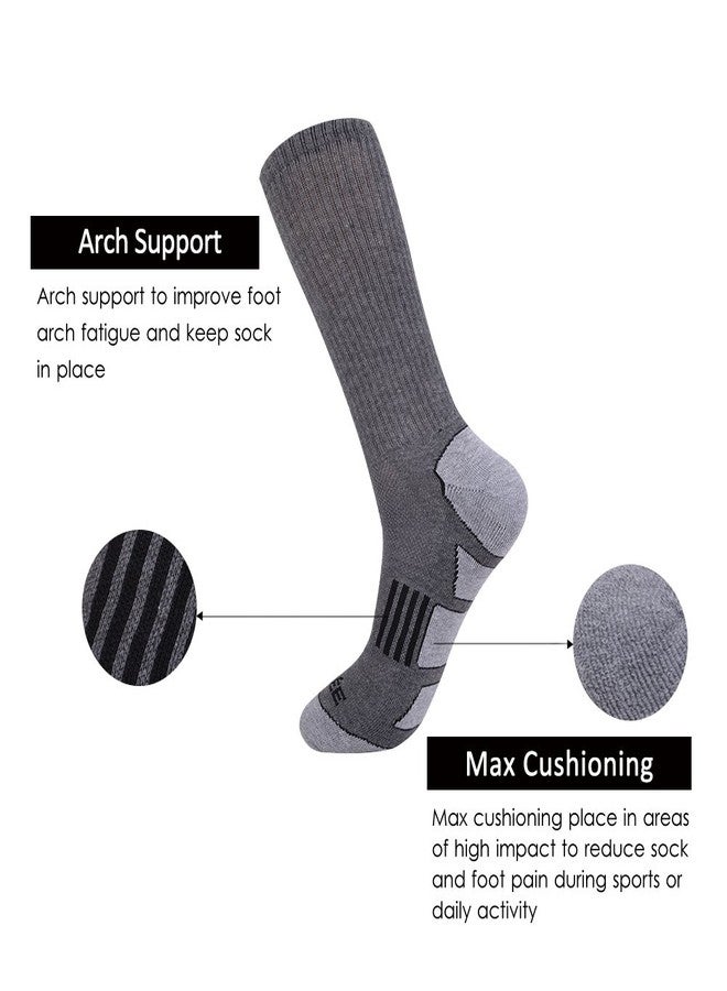 JOYNÉE Mens 6 Pack Athletic Cushion Crew Socks Performance Running Socks,Grey 1,Sock Size:10-13 - Image 2