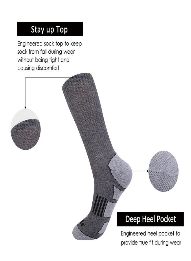 JOYNÉE Mens 6 Pack Athletic Cushion Crew Socks Performance Running Socks,Grey 1,Sock Size:10-13 - Image 4