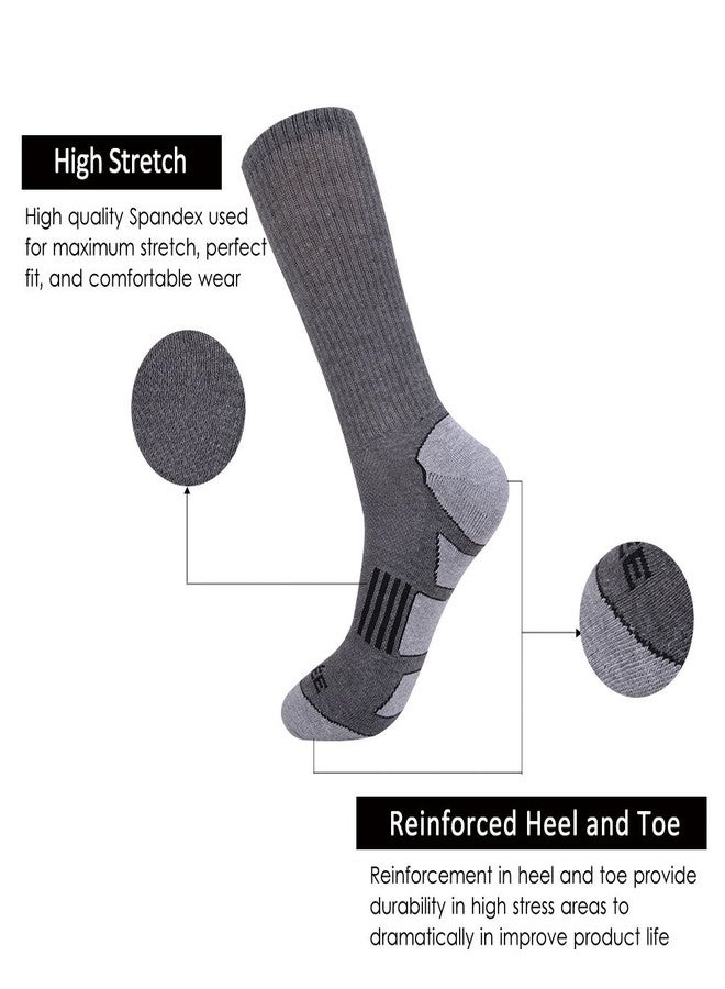 JOYNÉE Mens 6 Pack Athletic Cushion Crew Socks Performance Running Socks,Grey 1,Sock Size:10-13 - Image 3