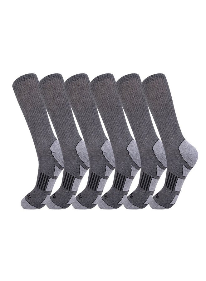 JOYNÉE Mens 6 Pack Athletic Cushion Crew Socks Performance Running Socks,Grey 1,Sock Size:10-13 - Image 1