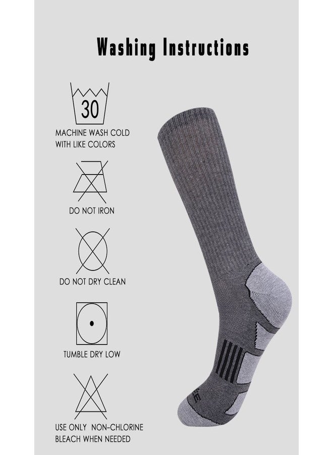 JOYNÉE Mens 6 Pack Athletic Cushion Crew Socks Performance Running Socks,Grey 1,Sock Size:10-13 - Image 5