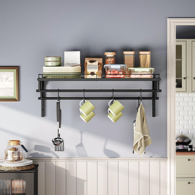 CHOEZON Hanging Pot Rack, Wall-Mounted Pot Rack, Kitchen Cookware Organizer, Metal Pot and pan Organizer Holder, for Cookware, Utensils Organization, Black TPR38BB - Image 3