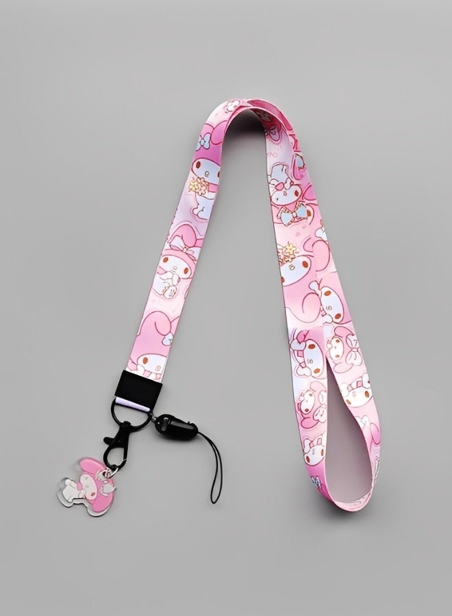 Sanrio 2 Pieces of Printed Lanyard Neck Strap Multi Color Stylish Design Detachable Metal Hook and Card Holder Universal for Mobile Phones ID Cards Keys and Badges Durable Polyester Fabric - Image 3