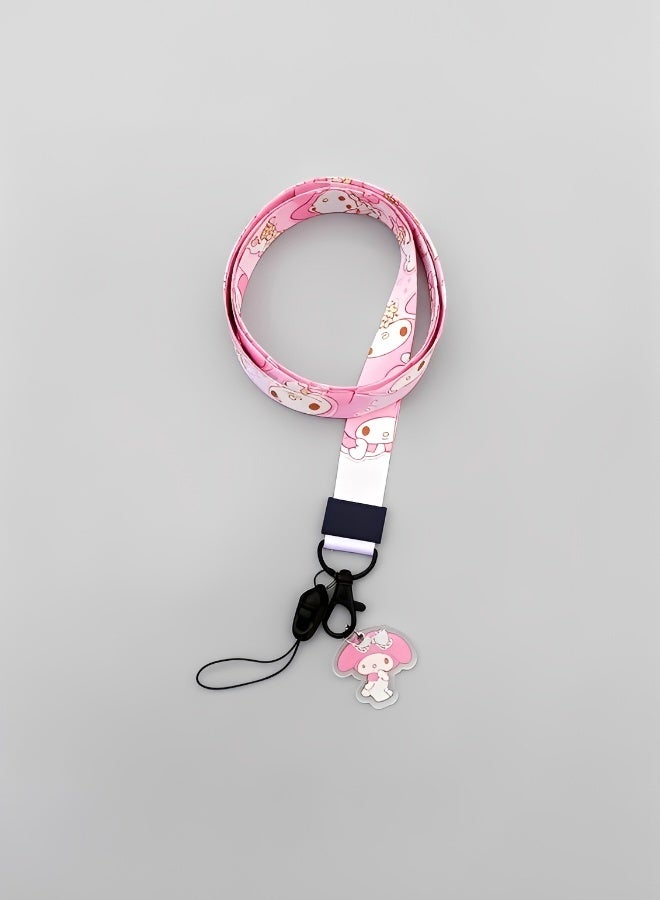 Sanrio 2 Pieces of Printed Lanyard Neck Strap Multi Color Stylish Design Detachable Metal Hook and Card Holder Universal for Mobile Phones ID Cards Keys and Badges Durable Polyester Fabric - Image 5