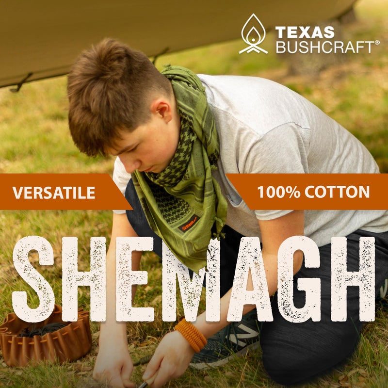 Texas Bushcraft شماخ تكسا بوشكرافت التكتيكي - كوفية أصلية 100% قطن لمعدات التخييم والمشي لمسافات طويلة وحمل الحقائب (برتقالي محترق) - Image 3