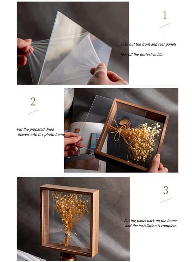 NatureMan Wooden Dried Flower Photo Frame Dried Flower Display Stand Decorative Floating Photo Frame,Double Sided Plexiglass Shadow Box Picture Frame,for Display Dried Flowers,Handicrafts (Walnut color-8x12) - Image 4