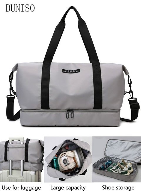 Sports Gym Bag with Wet Pocket & Shoes Compartment, Weekender Overnight Bag for Travel Gym Yoga Travel Duffel Bag for Men and Women Lightweight