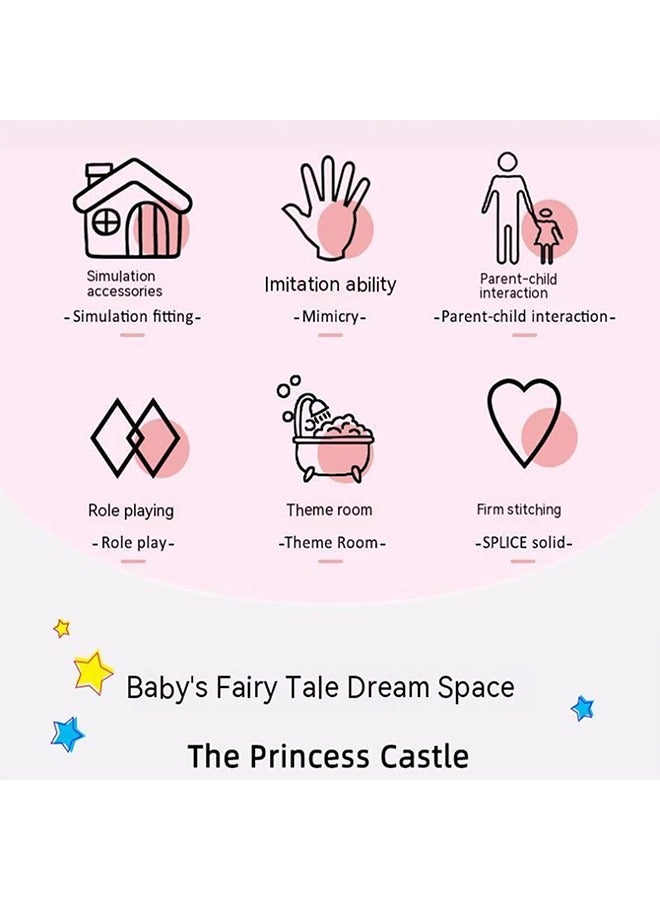 بيوينتي دمية البيت بناء لعبة مع مصباح تجميع المطبخ ، غرفة نوم أثاث حديقة دمية الحيوانات الأليفة الوردي اللعب حلم البيت فتاة صغيرة ديي هدية الإبداعية - Image 4