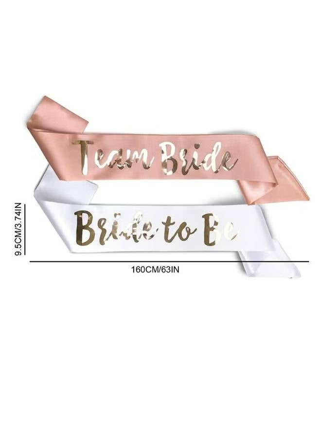 Team Bride Sash Set - 1 White Bride Sash and 6 Rose Gold Team Bride Sash, Bachelorette Party Supplies, Bachelorette Sash, Bridesmaid Sash for Wedding, Engagement, Bridal Shower (7 Pieces) - Image 4