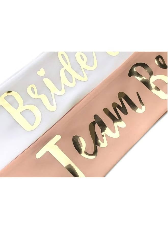 Team Bride Sash Set - 1 White Bride Sash and 6 Rose Gold Team Bride Sash, Bachelorette Party Supplies, Bachelorette Sash, Bridesmaid Sash for Wedding, Engagement, Bridal Shower (7 Pieces) - Image 5