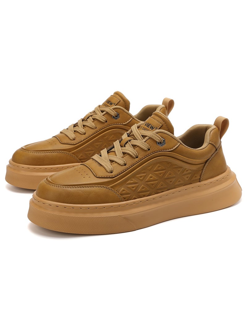 Sky View SKY VIEW Men's Fashion Shoes Ultrafine Fiber Vamp Casual Shoes For Men Non Slip Lace Up Chunky Sneakers Cushioned And Lightweight Low Top Walking Shoes  - Image 1