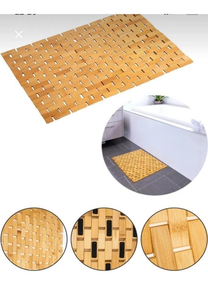 Atbyhome - Bamboo Bath Mat - Non-Slip Base - Shower Mat 40 x 60 cm - Image 1