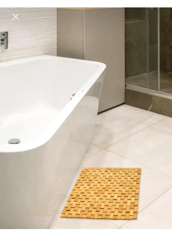Atbyhome - Bamboo Bath Mat - Non-Slip Base - Shower Mat 40 x 60 cm - Image 1