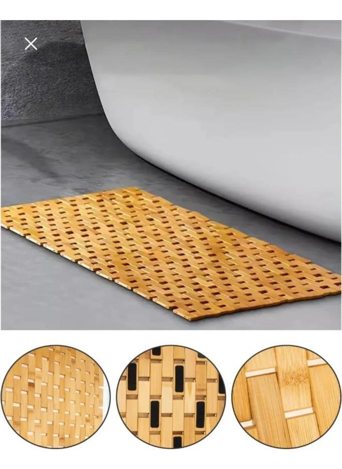 Atbyhome - Bamboo Bath Mat - Non-Slip Base - Shower Mat 40 x 60 cm - Image 1