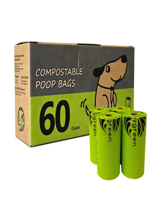moonygreen 60 Count Compostable Dog Poop Bags, Extra Thick, Leak Proof, Unscented, Eco-Friendly, 9 x 13 Inches - Image 1
