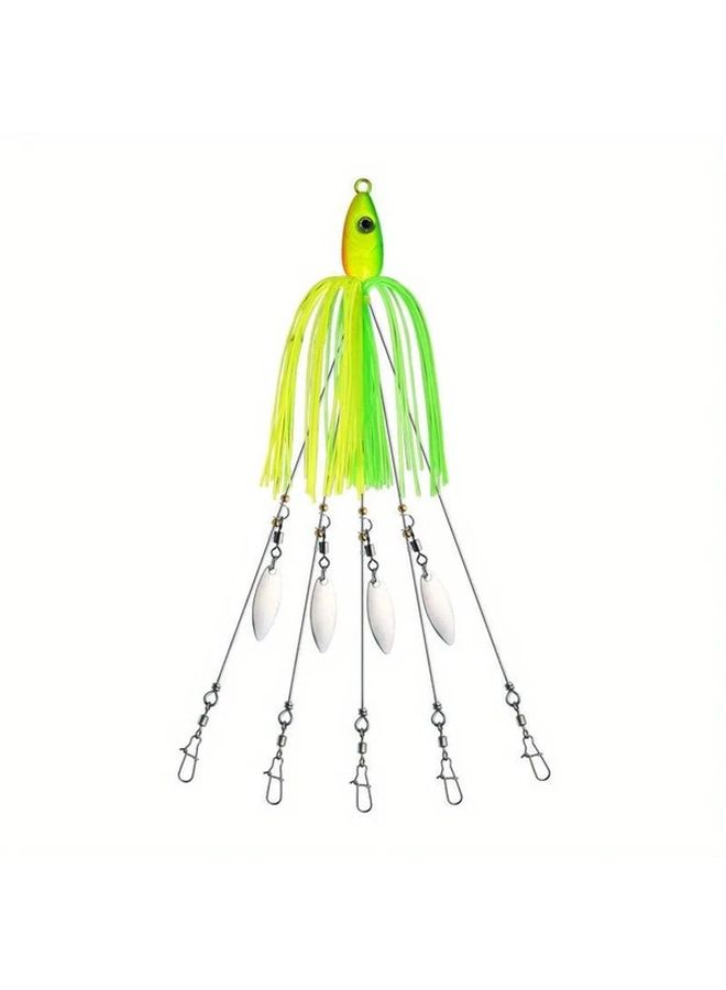 Blue 5 Arm Alabama Umbrella Rig Fishing Lure Set With Jig Heads And Trailers For Trout Salmon Bass - Image 3