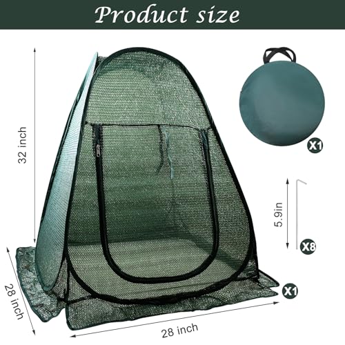 Fantang 1 PCS Pop up Plant Cover Tent for Outdoor Plants, Large Plant Shade Tent 80% UV Resisitant Sunblock Shade Cloth Net Zipper Door Garden Pest Guard Plants Sun Protection with Stakes, 28 x 28 x 32 Inch - Image 2