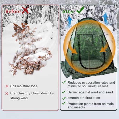 Fantang 1 PCS Pop up Plant Cover Tent for Outdoor Plants, Large Plant Shade Tent 80% UV Resisitant Sunblock Shade Cloth Net Zipper Door Garden Pest Guard Plants Sun Protection with Stakes, 28 x 28 x 32 Inch - Image 4