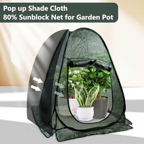 Fantang 1 PCS Pop up Plant Cover Tent for Outdoor Plants, Large Plant Shade Tent 80% UV Resisitant Sunblock Shade Cloth Net Zipper Door Garden Pest Guard Plants Sun Protection with Stakes, 28 x 28 x 32 Inch - Image 5