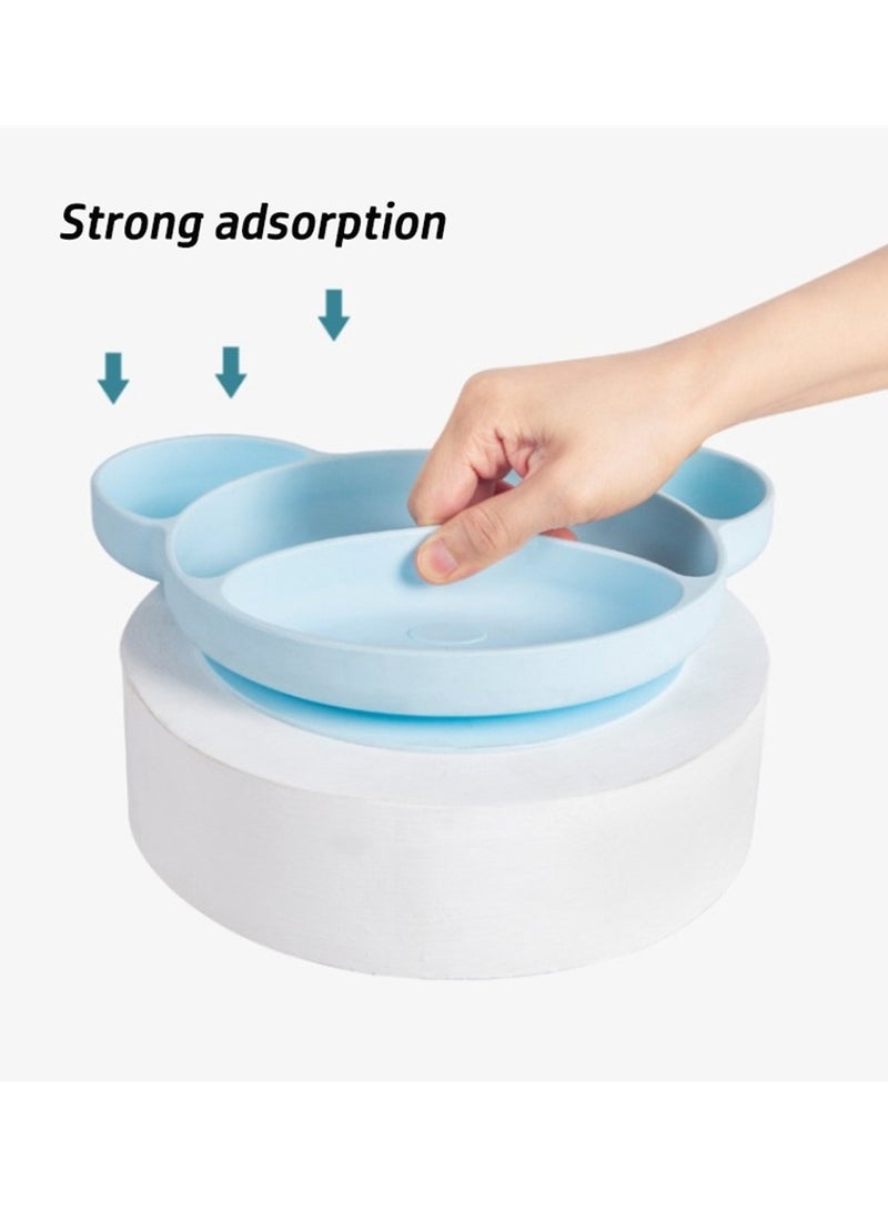 Silicone Suction Plates for Babies  Toddlers - Non-Slip Weaning Plate with Placemat for Mess-Free Feeding (Blue) - Image 2
