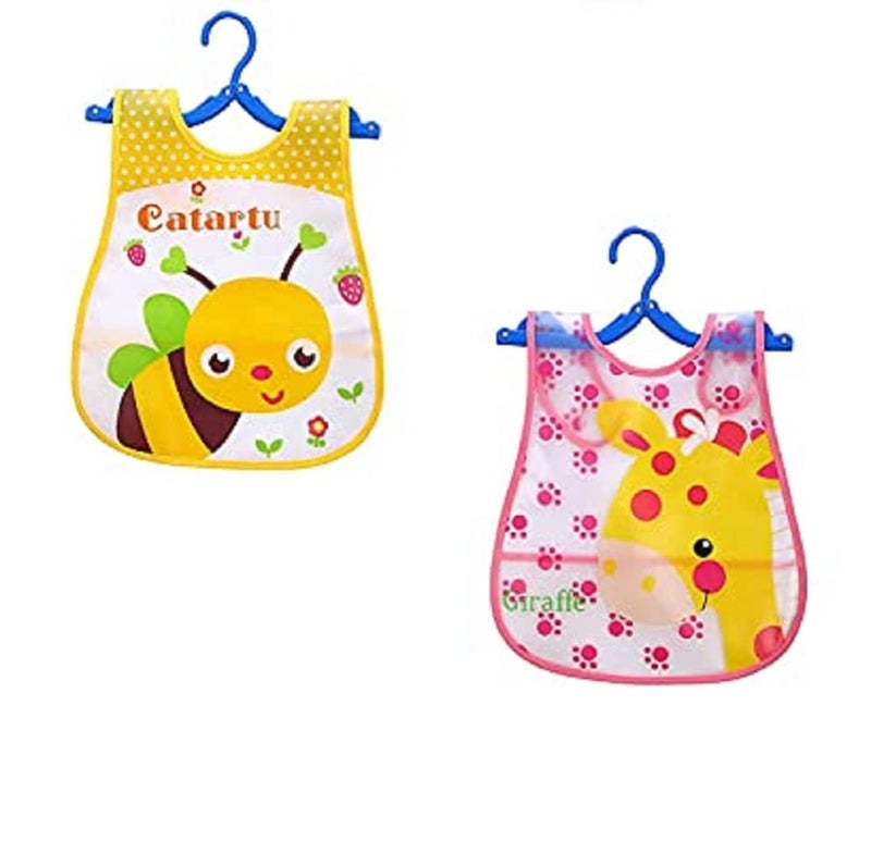 BabyGo Waterproof Baby Apron Bibs | Soft & Comfortable Feeding Bibs for Newborns, Easy-to-Clean, Durable, Lightweight, Reusable & Spill-Proof Baby Mealtime Apron Bibs | Pack of 2 (Random Colors) - Image 1