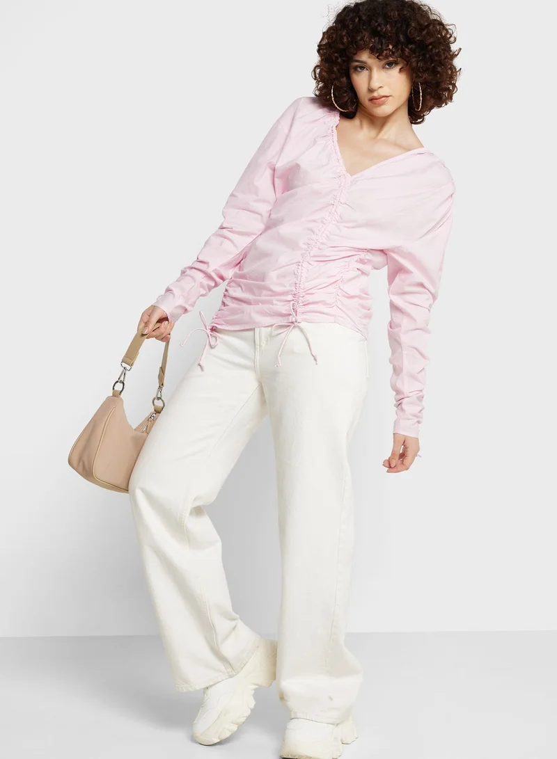 TOPSHOP Tie Ruched Detail Top