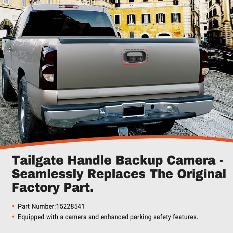 BELKEBIR Tailgate Handle Backup Camera Compatible with 1999-2006 Chevy Silverado GMC Sierra 1500 2500 3500 HD Waterproof Reversing Rear View Back Up Camera, Tailgate Handle Backup Kit Replaces# 15228541 - Image 3