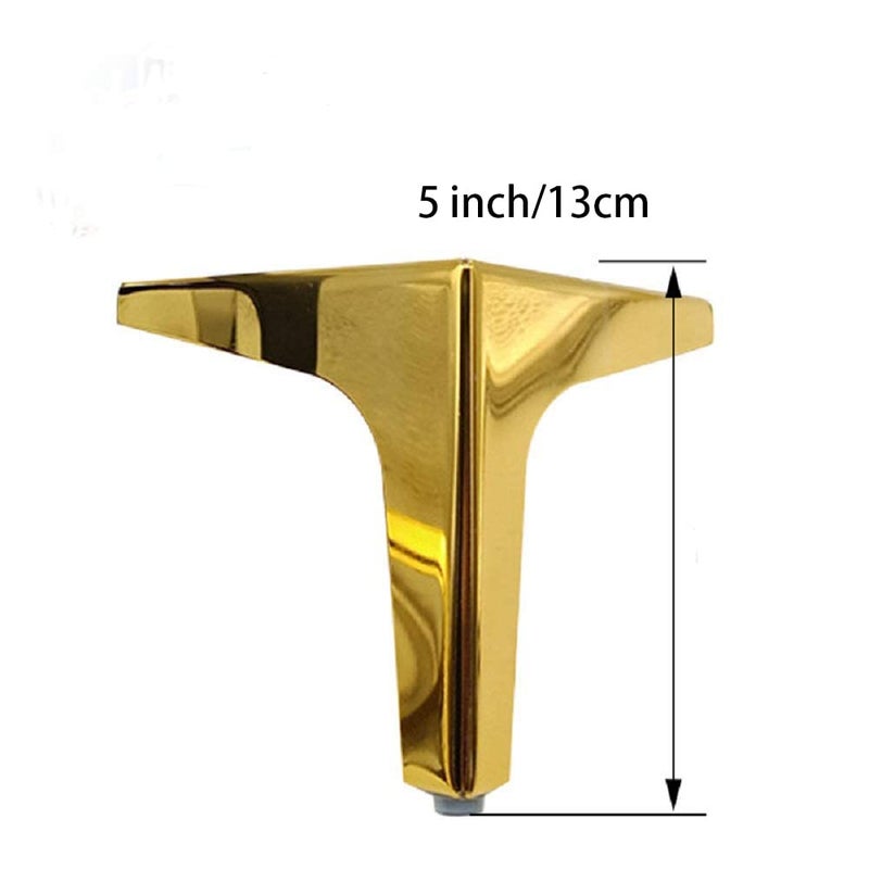 Wanlian Furniture Legs, Metal Furniture Legs For Cabinet Sofa Tv Stand Bookcase 4Pcs (Gold) (5Inch) - Image 2