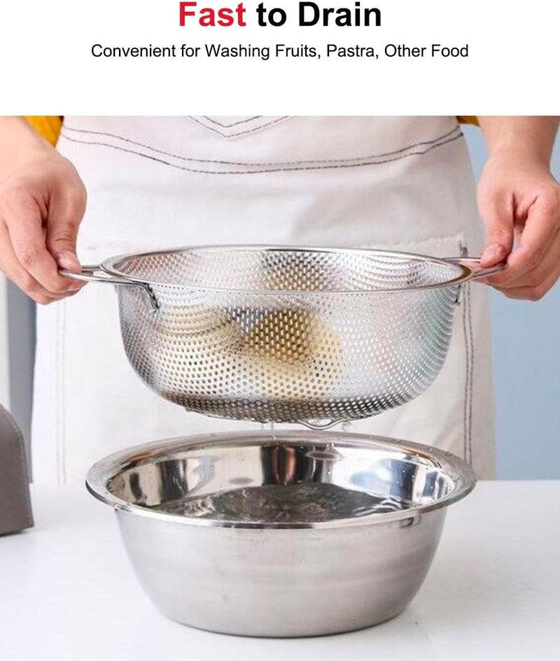 TooWoom 3-Quart Colander for Kitchen, Stainless Steel Colander with Base, Pasta Strainer with Handle, Food Strainer for Spaghetti, Vegetables, Fruit - Image 3