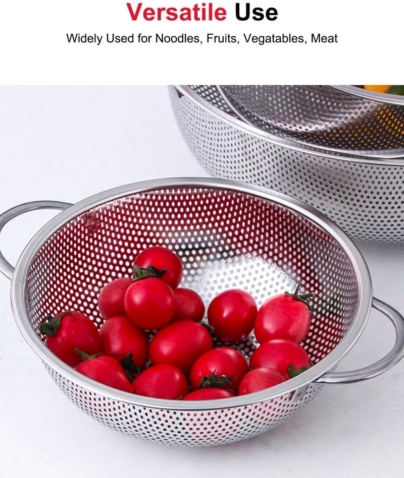 TooWoom 3-Quart Colander for Kitchen, Stainless Steel Colander with Base, Pasta Strainer with Handle, Food Strainer for Spaghetti, Vegetables, Fruit - Image 4