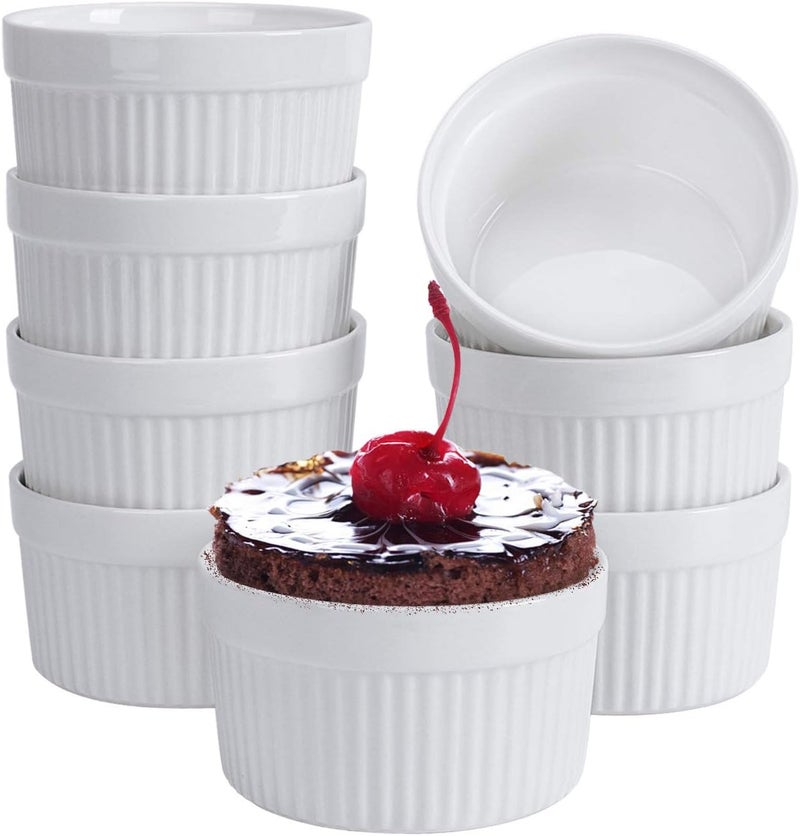 GPYG Ramekins 6 oz Set of 8, Creme Brulee Ramekins, Souffle Dishes, Oven Safe Porcelain Ramiken Bowls For Custard, Lava Cakes, Pudding, Flan, Mini Desserts, Dipping Sauce Cups - Image 1