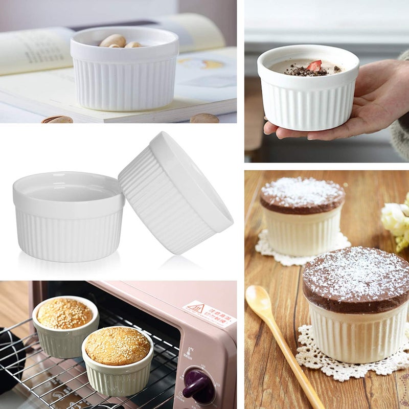 GPYG Ramekins 6 oz Set of 8, Creme Brulee Ramekins, Souffle Dishes, Oven Safe Porcelain Ramiken Bowls For Custard, Lava Cakes, Pudding, Flan, Mini Desserts, Dipping Sauce Cups - Image 4