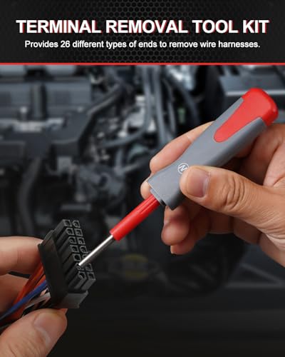 DAYDOOR Terminal Removal Tool Kit, 26 Pcs Depinning Tool Pin Removal Tool Kit, Connector Pin Removal Tool, Pin Extractor Tool Kit for Automotive Car Universal Vehicle Wire Harness（Red） - Image 2