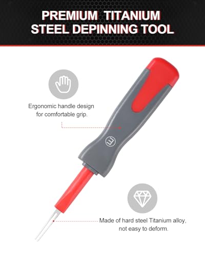 DAYDOOR Terminal Removal Tool Kit, 26 Pcs Depinning Tool Pin Removal Tool Kit, Connector Pin Removal Tool, Pin Extractor Tool Kit for Automotive Car Universal Vehicle Wire Harness（Red） - Image 3